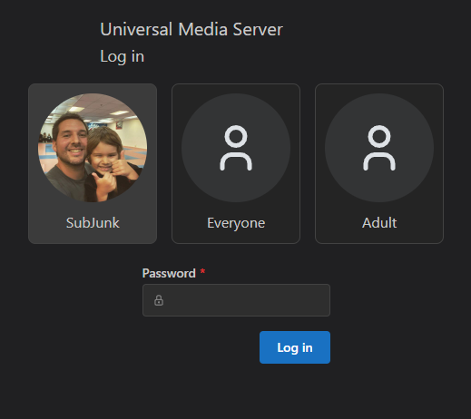 Example of the user switcher